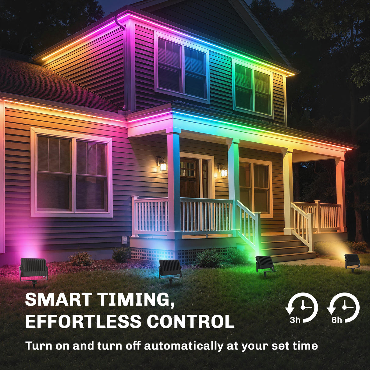 Aluminium 32W LED RGB Floodlights Linkable in Pack of 4 With Remote Control - Velmora