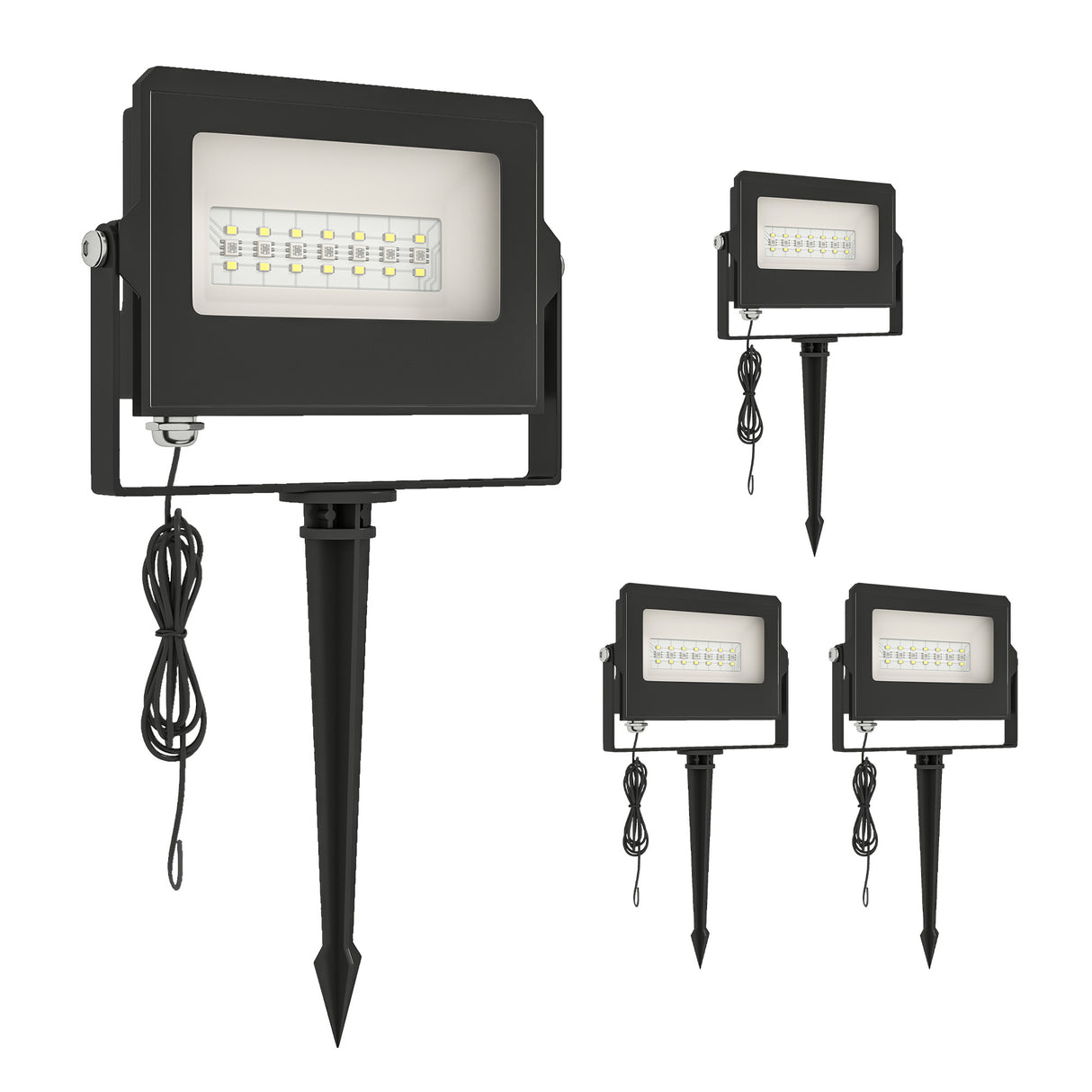 Aluminium 32W LED RGB Floodlights Linkable in Pack of 4 With Remote Control - Velmora