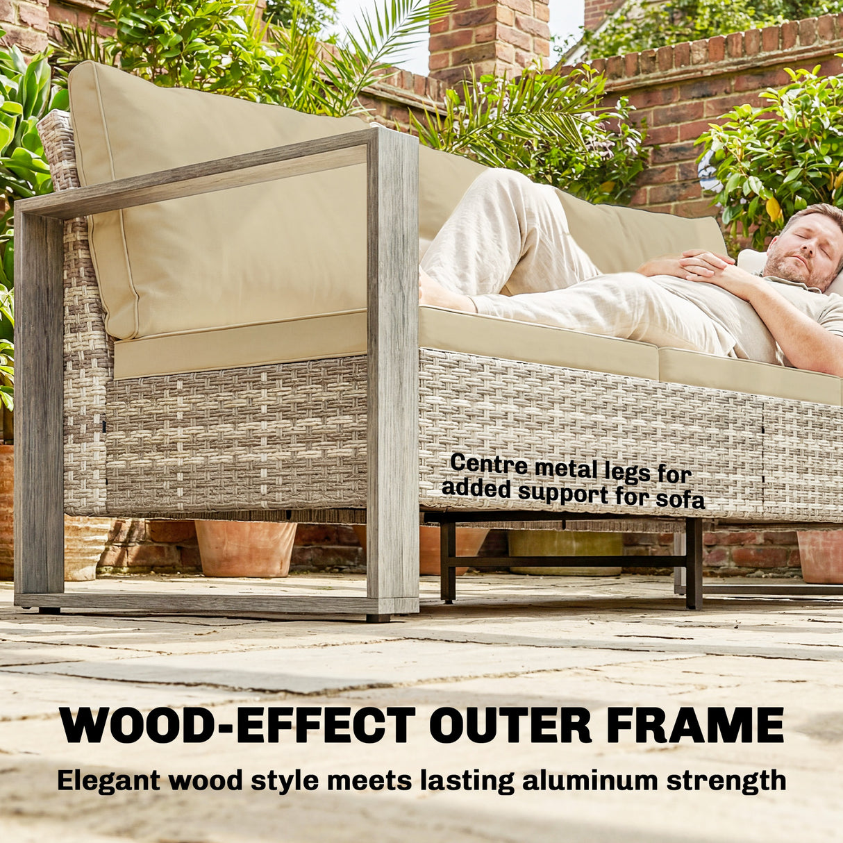Aluminium 4 Pieces Garden Sofa Set With 3 Seater Sofa and Armchairs - Velmora