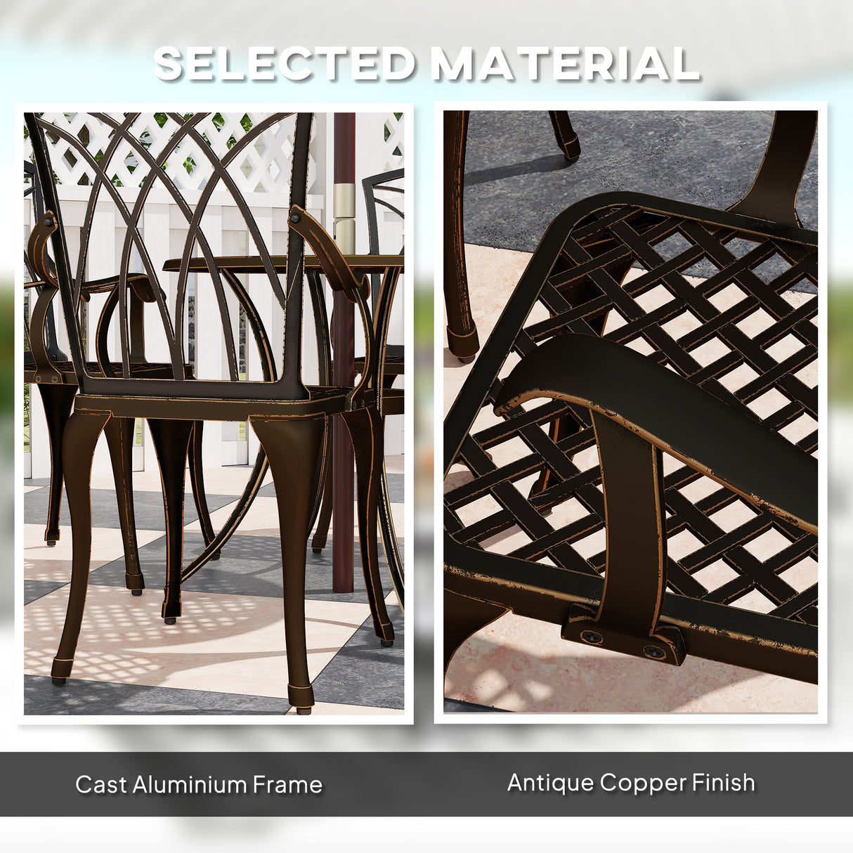 Aluminium 5 Pieces Round Garden Dining Set for 4 People - Velmora