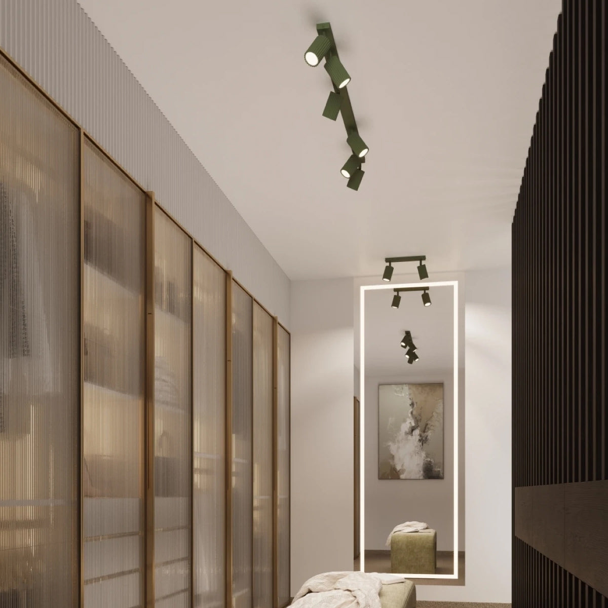 Aluminium Ceiling Light With 2 Karbon Lamps - Deep Space