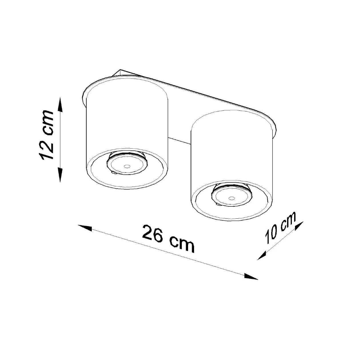 Aluminium Ceiling Light With 2 Orbis Lamps - Deep Space