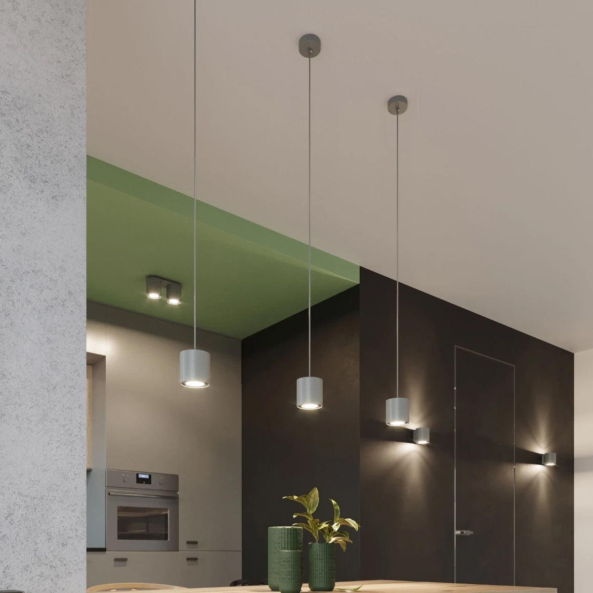 Aluminium Ceiling Light With 2 Orbis Lamps - Deep Space