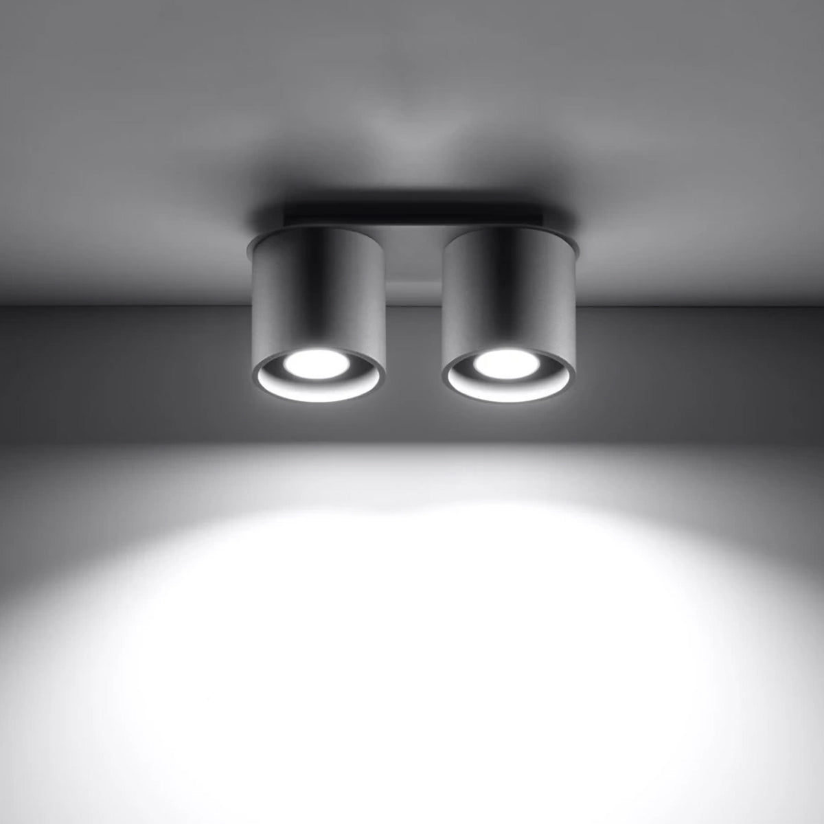 Aluminium Ceiling Light With 2 Orbis Lamps - Deep Space