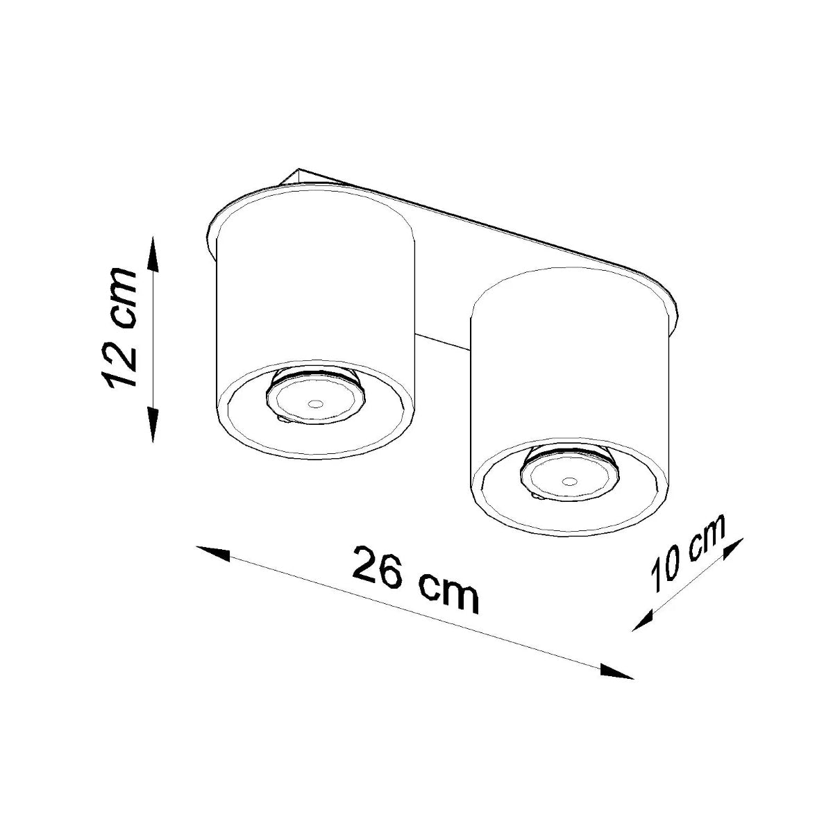 Aluminium Ceiling Light With 2 Orbis Lamps - Deep Space