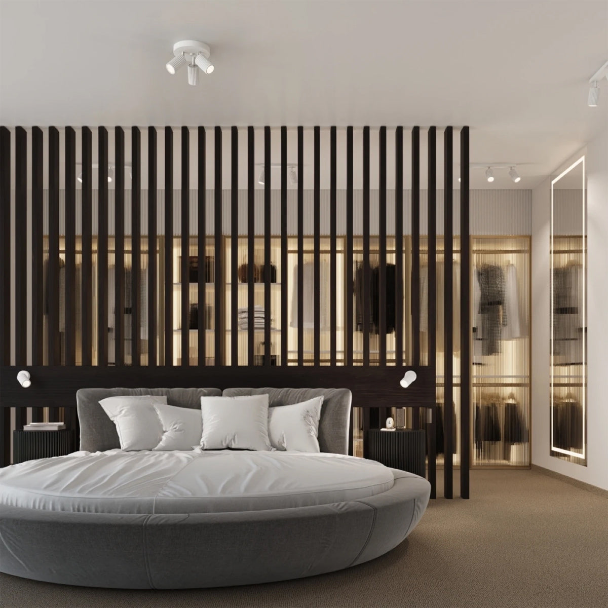 Aluminium Ceiling Light With 3 Karbon Lamps - Deep Space