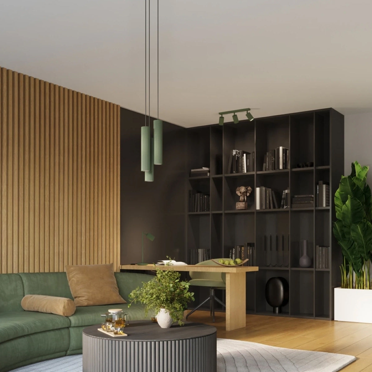 Aluminium Ceiling Light With 3 Karbon Lamps - Deep Space