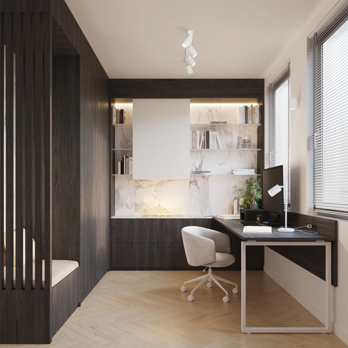 Aluminium Ceiling Light With 4 Karbon Lamps - Deep Space