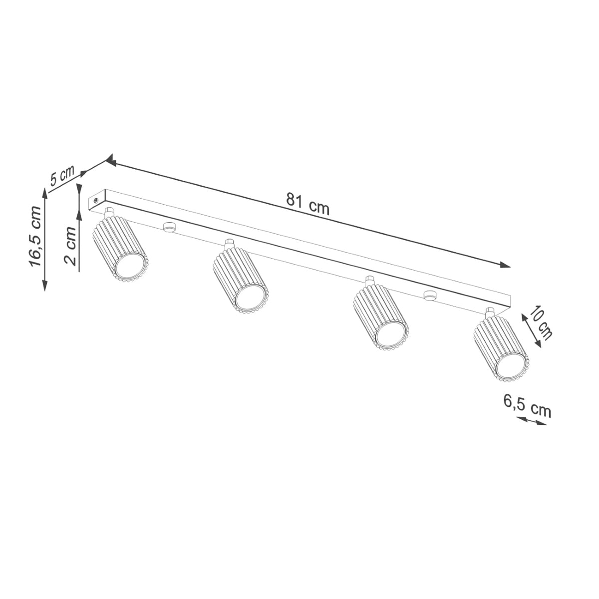 Aluminium Ceiling Light With 4 Karbon Lamps - Deep Space