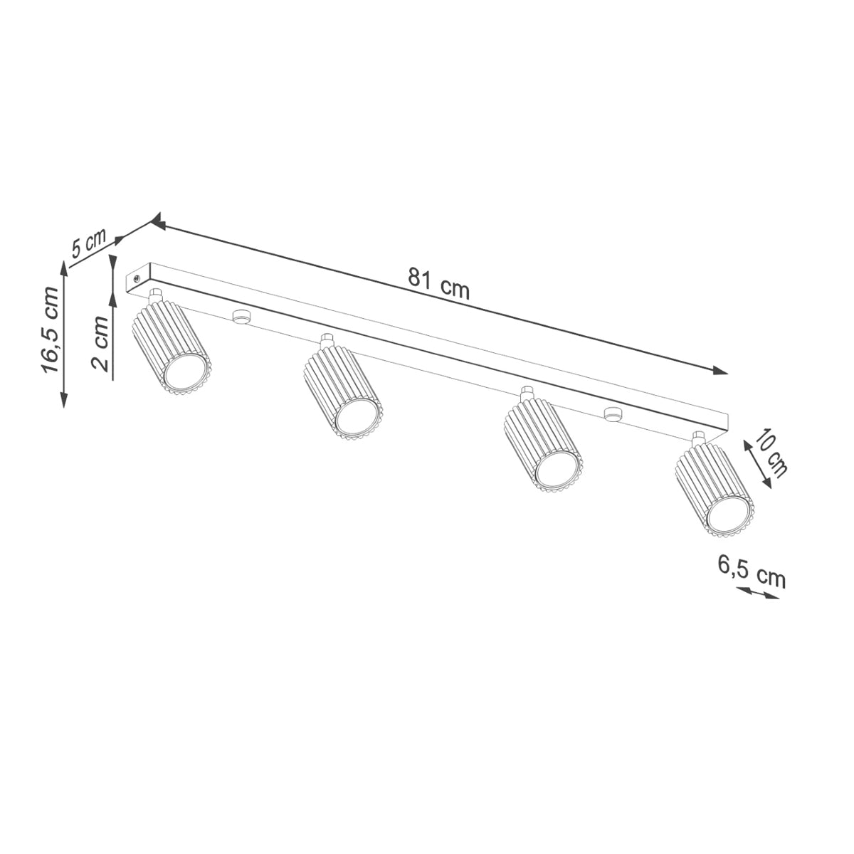 Aluminium Ceiling Light With 4 Karbon Lamps - Deep Space