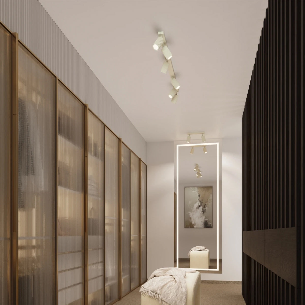 Aluminium Ceiling Light With 4 Karbon Lamps - Deep Space