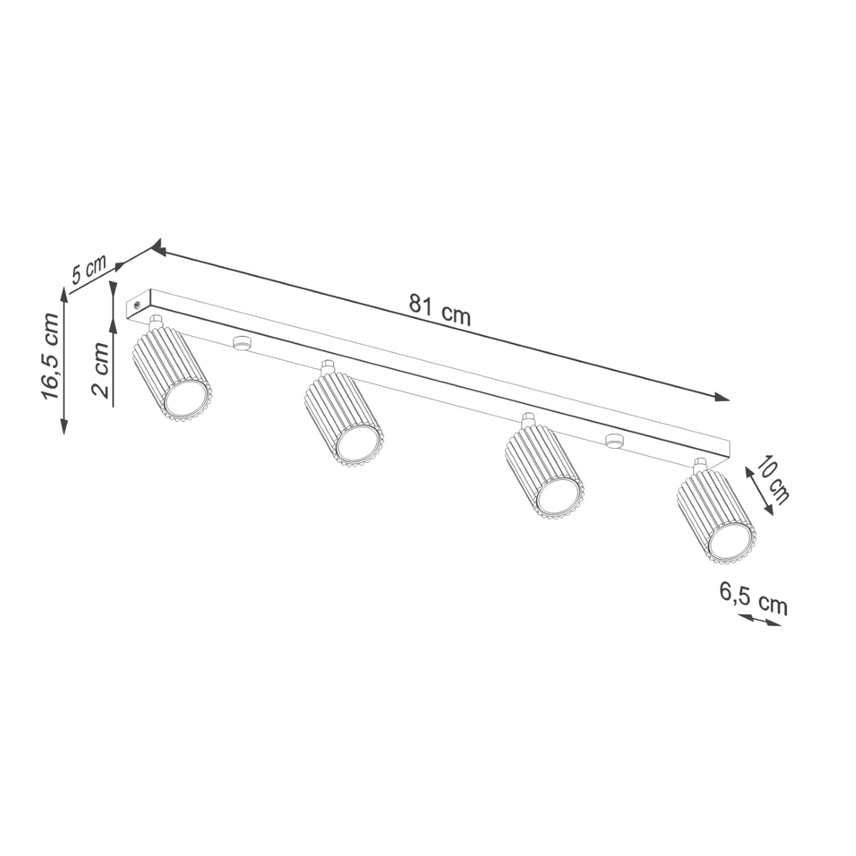 Aluminium Ceiling Light With 4 Karbon Lamps - Deep Space