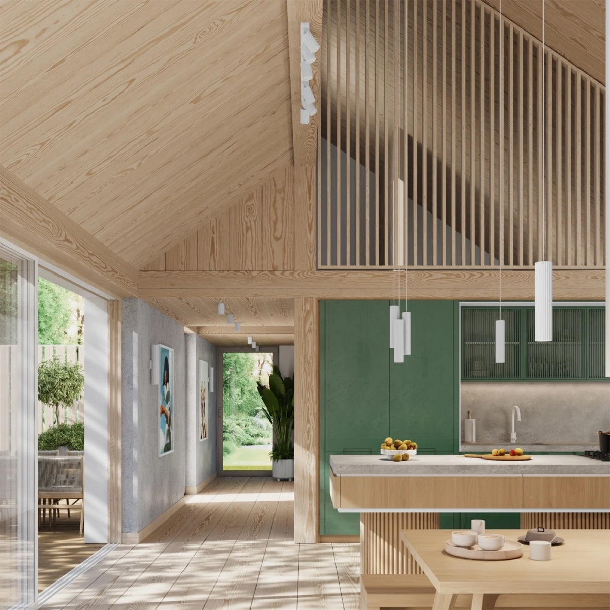 Aluminium Ceiling Light With 6 Karbon Lamps - Deep Space