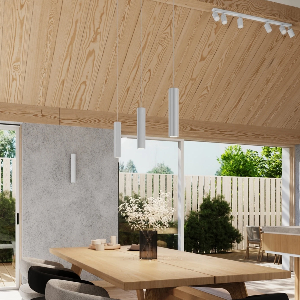 Aluminium Ceiling Light With 6 Karbon Lamps - Deep Space