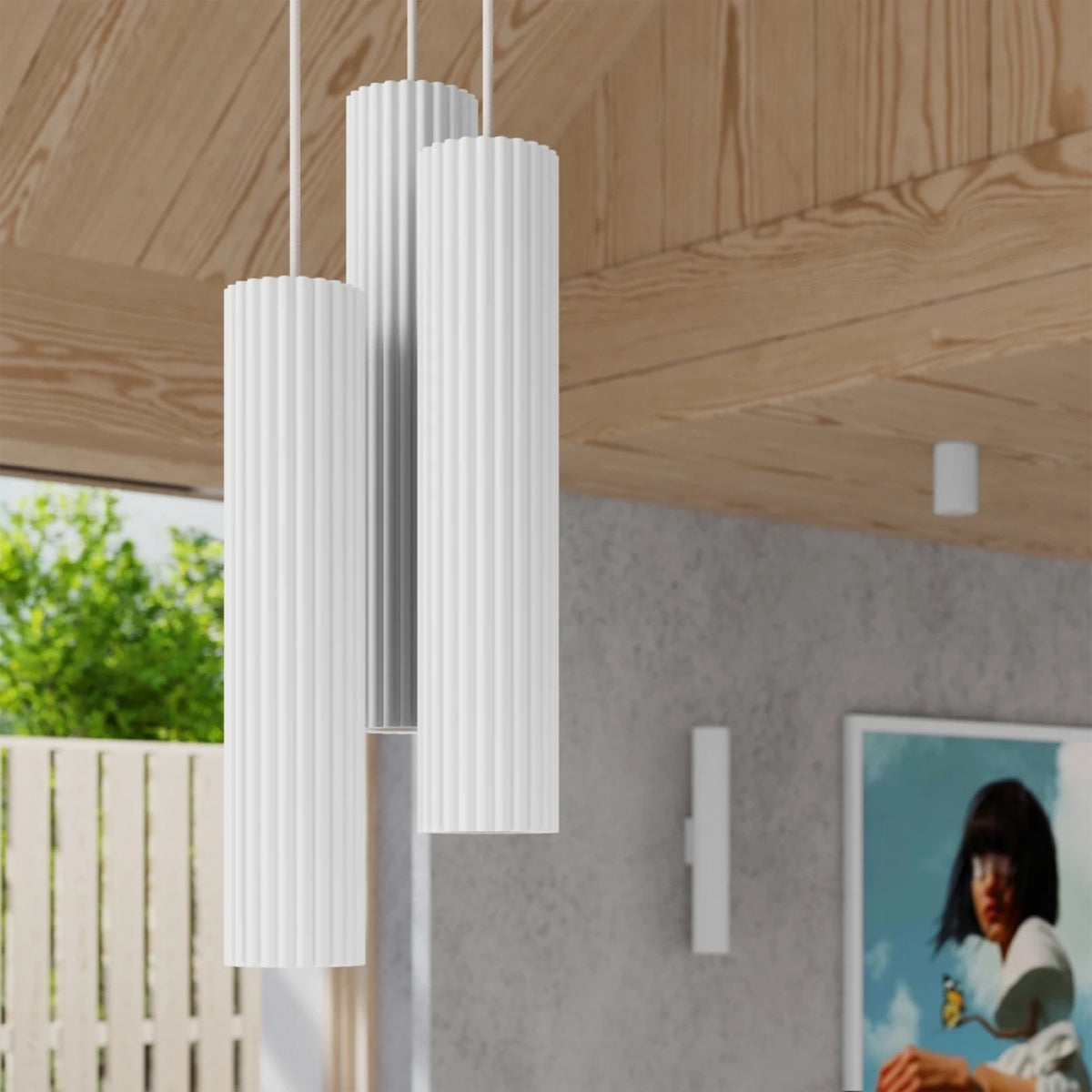 Aluminium Ceiling Light With 6 Karbon Lamps - Deep Space