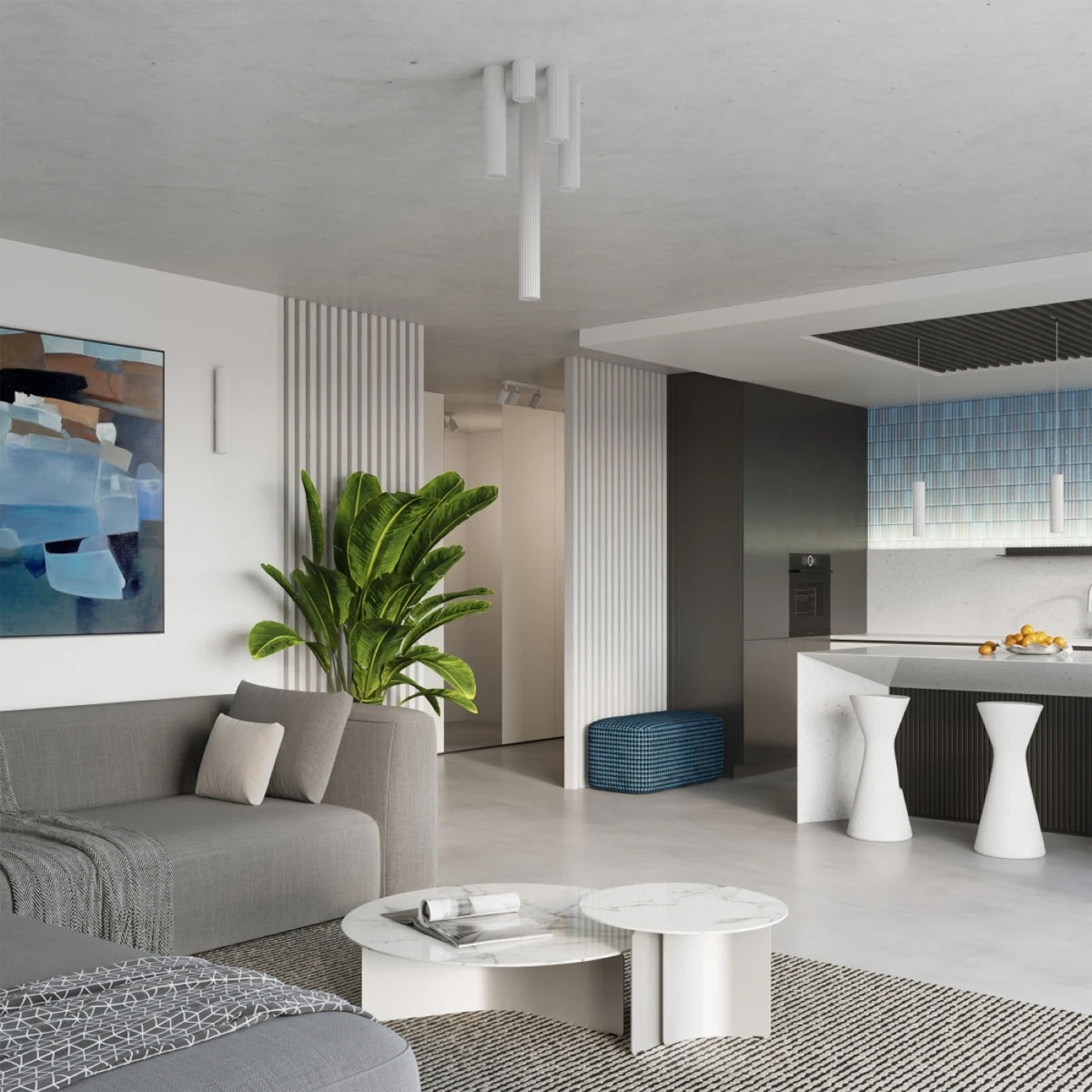 Aluminium Ceiling Light With Karbon Lamp - Deep Space