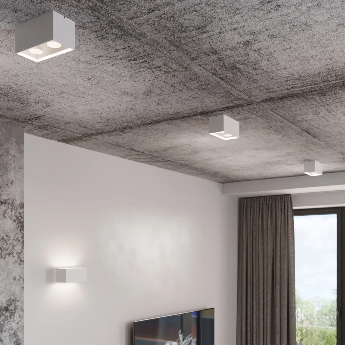 Aluminium Ceiling Light Rectangular With Quad Lamp - Deep Space