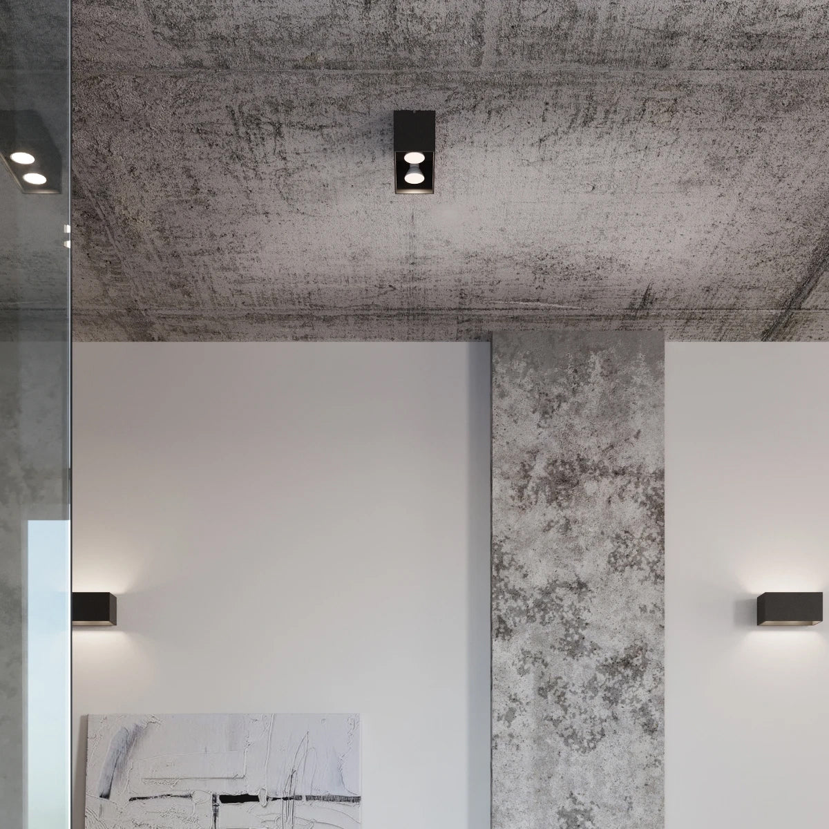 Aluminium Ceiling Light Rectangular With Quad Lamp - Deep Space