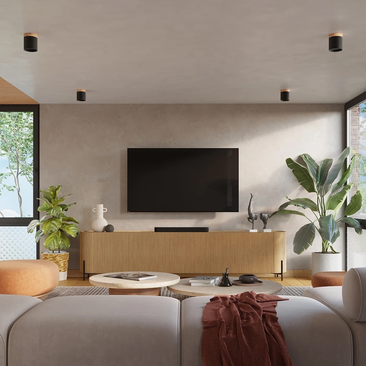 Aluminium Ceiling Light With RIF Lamp - Peach Puff