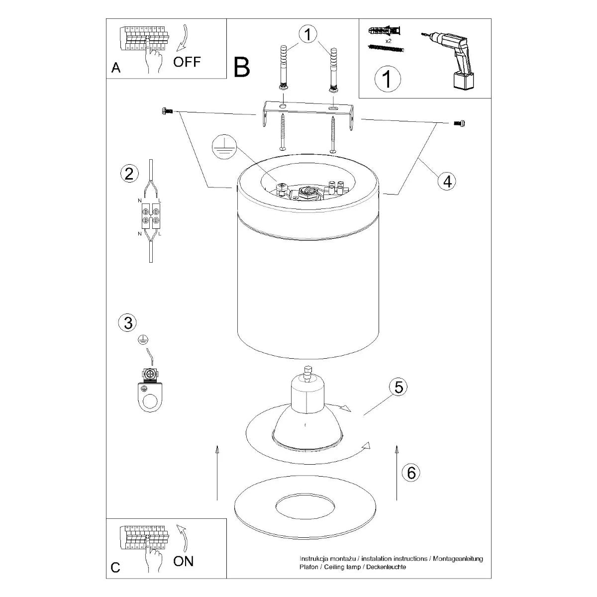 Aluminium Ceiling Light With RIF Lamp - Peach Puff