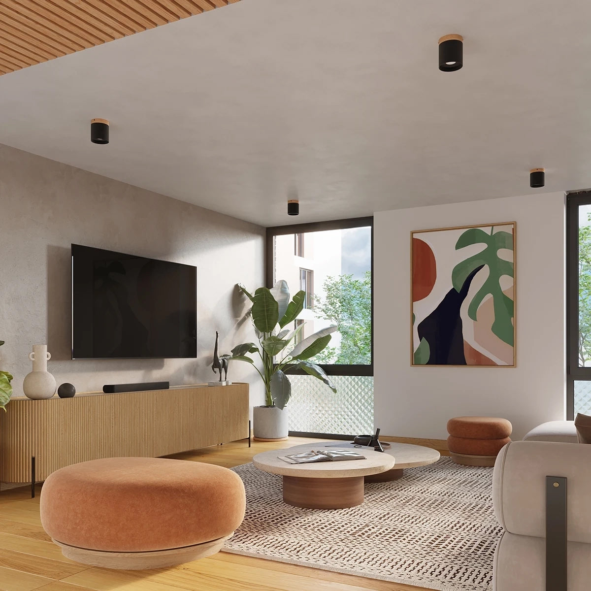 Aluminium Ceiling Light With RIF Lamp - Peach Puff