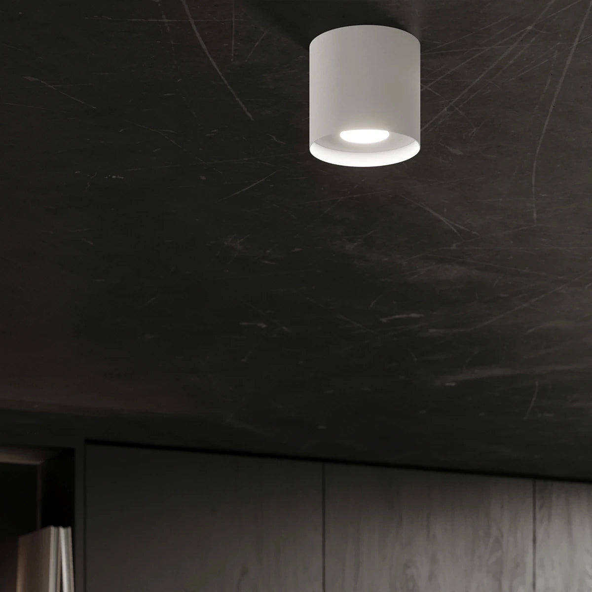 Aluminium Ceiling Light Round With Mika Lamp - Deep Space