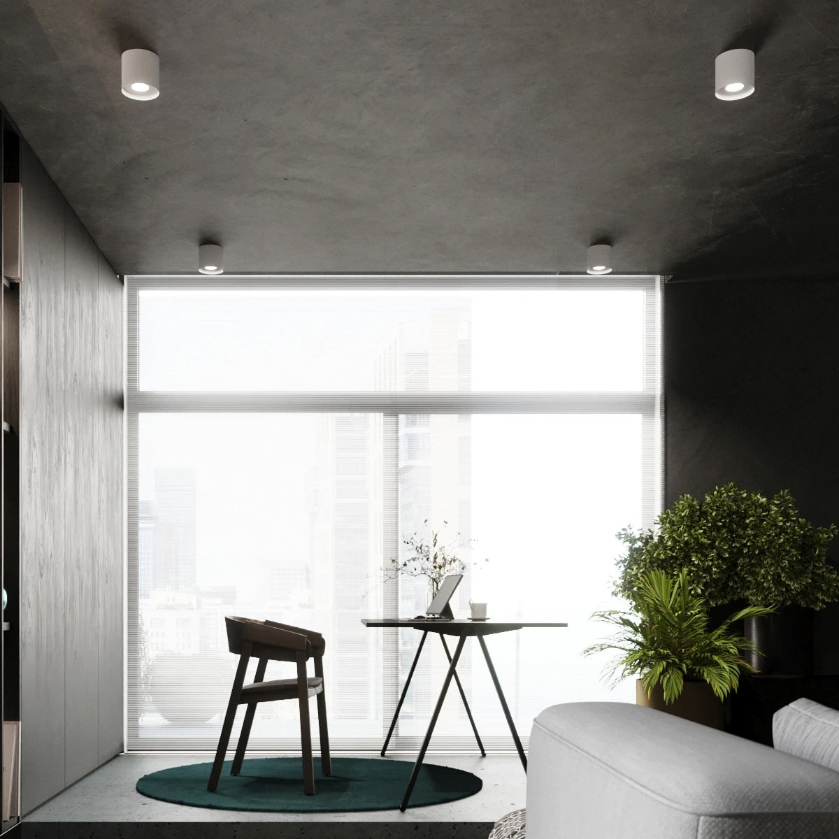 Aluminium Ceiling Light Round With Mika Lamp - Deep Space