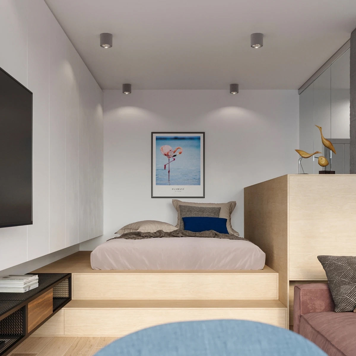 Aluminium Ceiling Light Round With Tiube Lamp - Deep Space