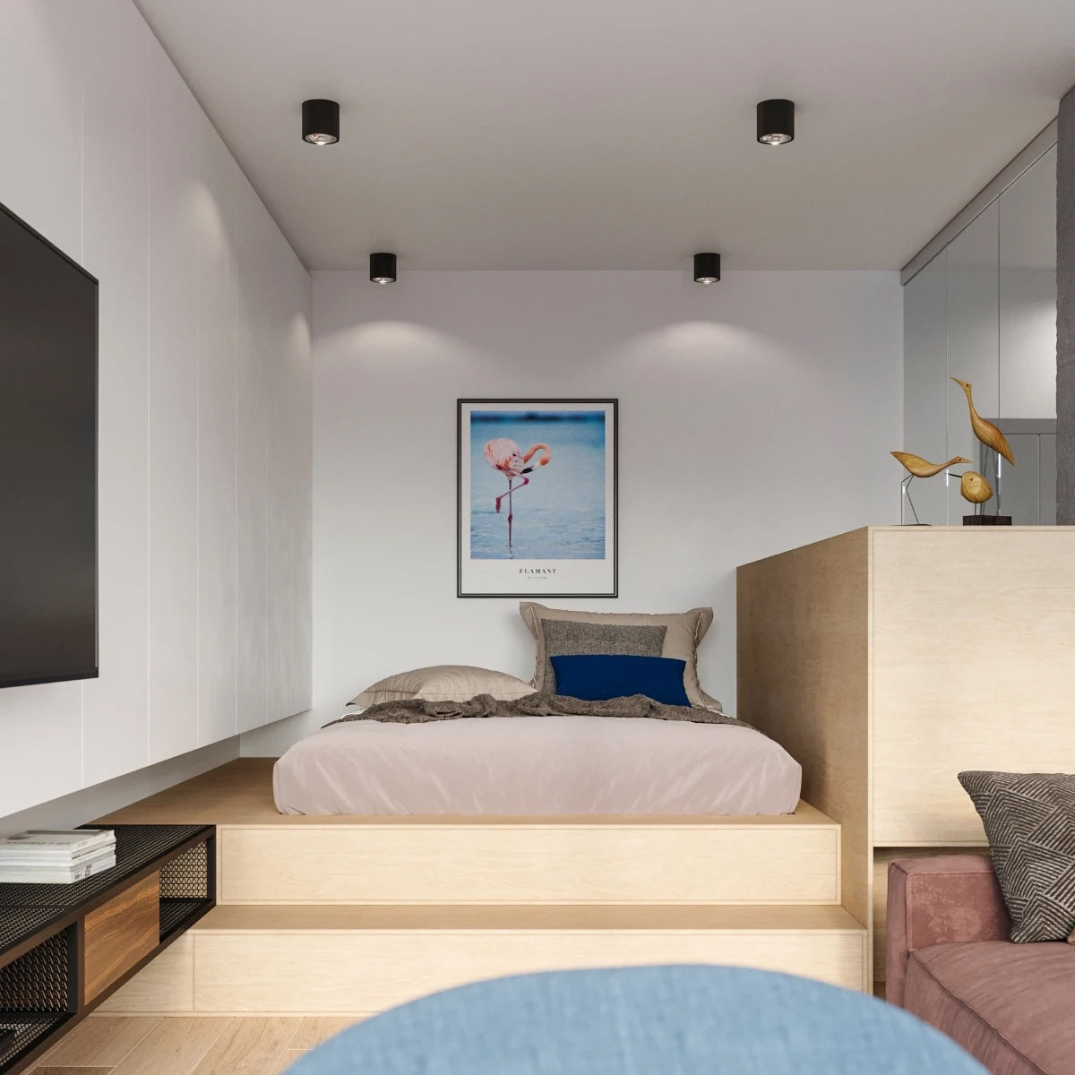 Aluminium Ceiling Light Round With Tiube Lamp - Deep Space