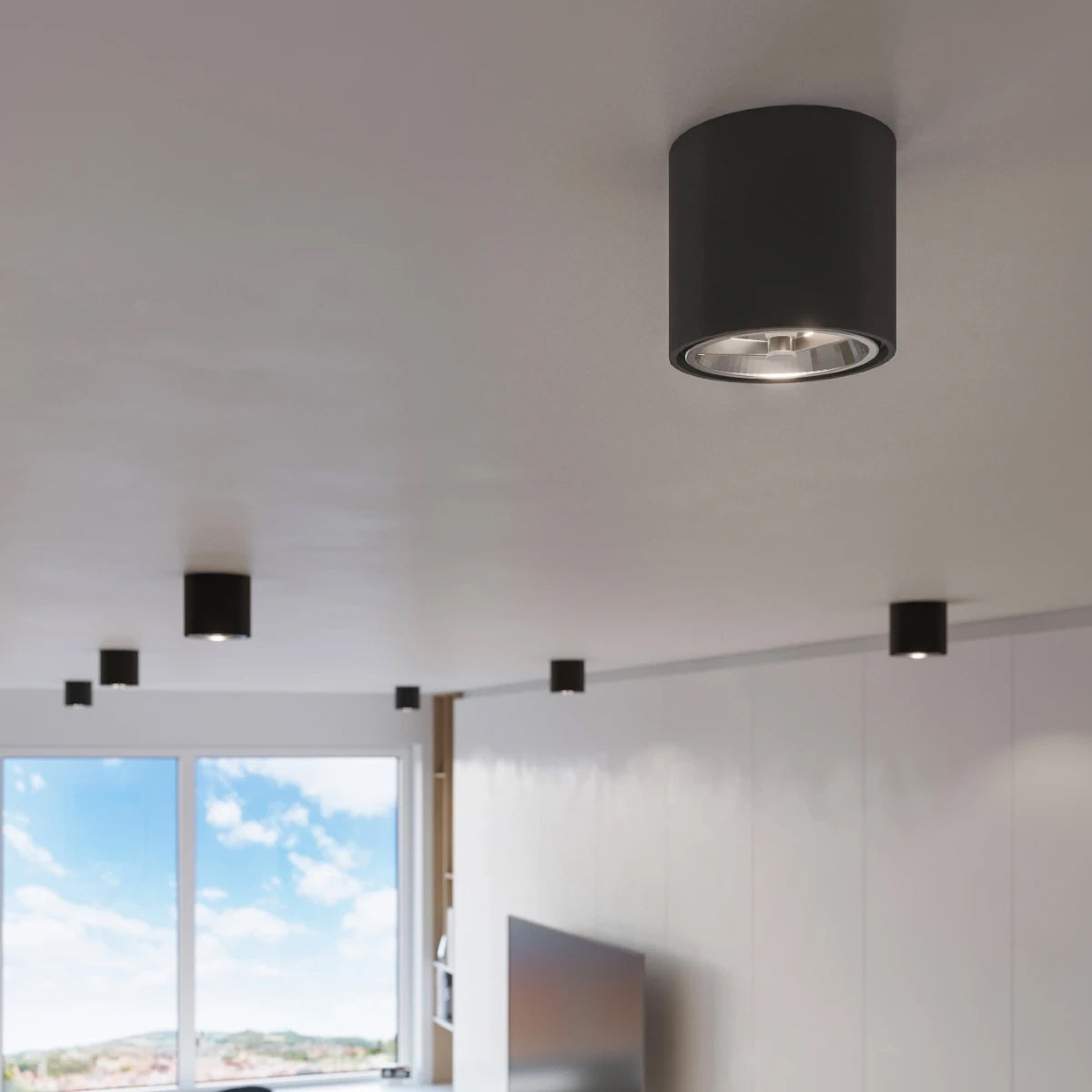Aluminium Ceiling Light Round With Tiube Lamp - Deep Space