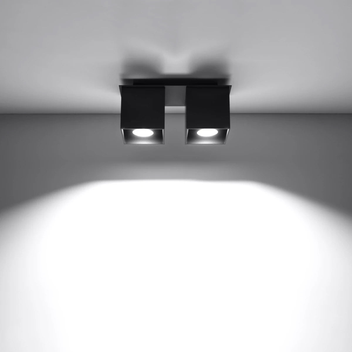 Aluminium Ceiling Light Square With 2 Quad Lamps - Deep Space