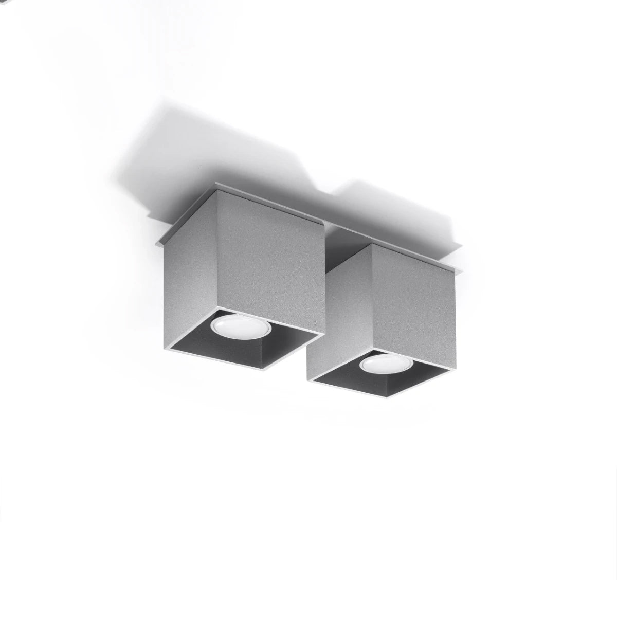Aluminium Ceiling Light Square With 2 Quad Lamps - Deep Space