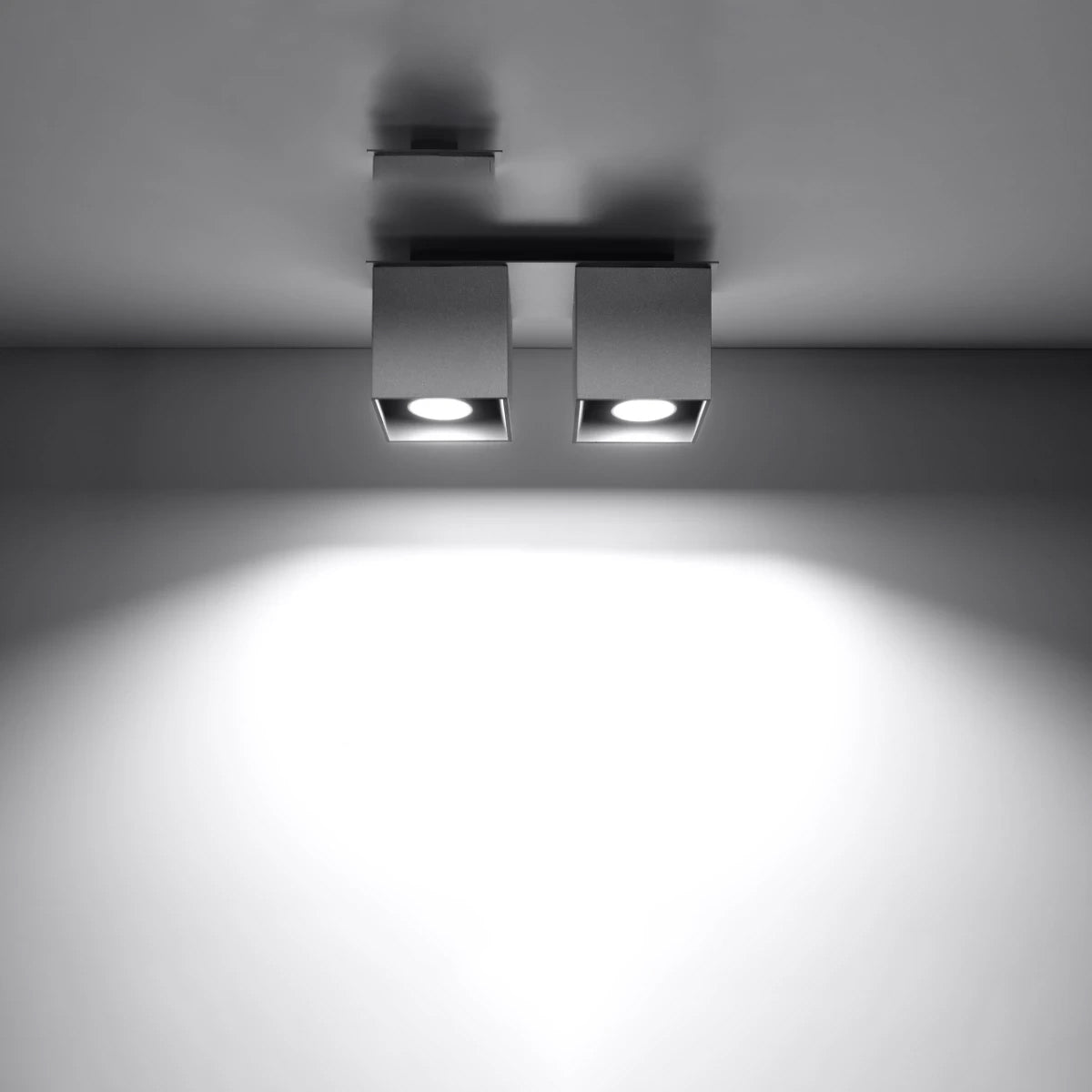 Aluminium Ceiling Light Square With 2 Quad Lamps - Deep Space