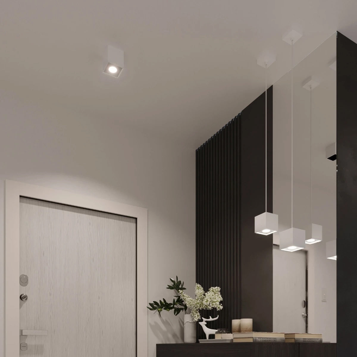 Aluminium Ceiling Light Square With 2 Quad Lamps - Deep Space