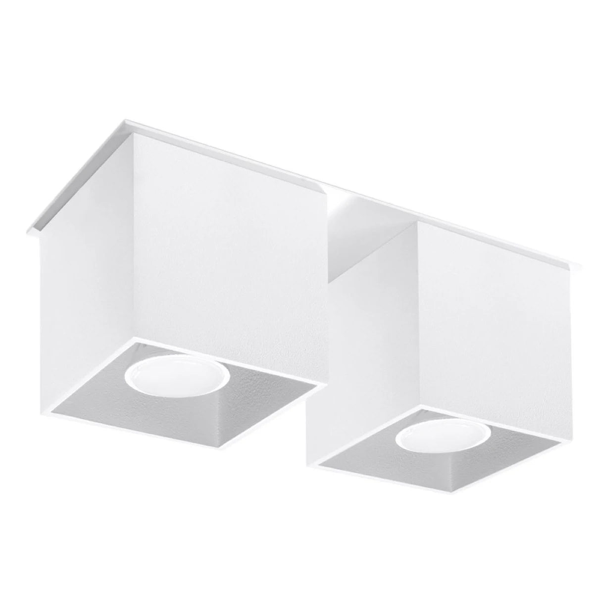 Aluminium Ceiling Light Square With 2 Quad Lamps - Deep Space