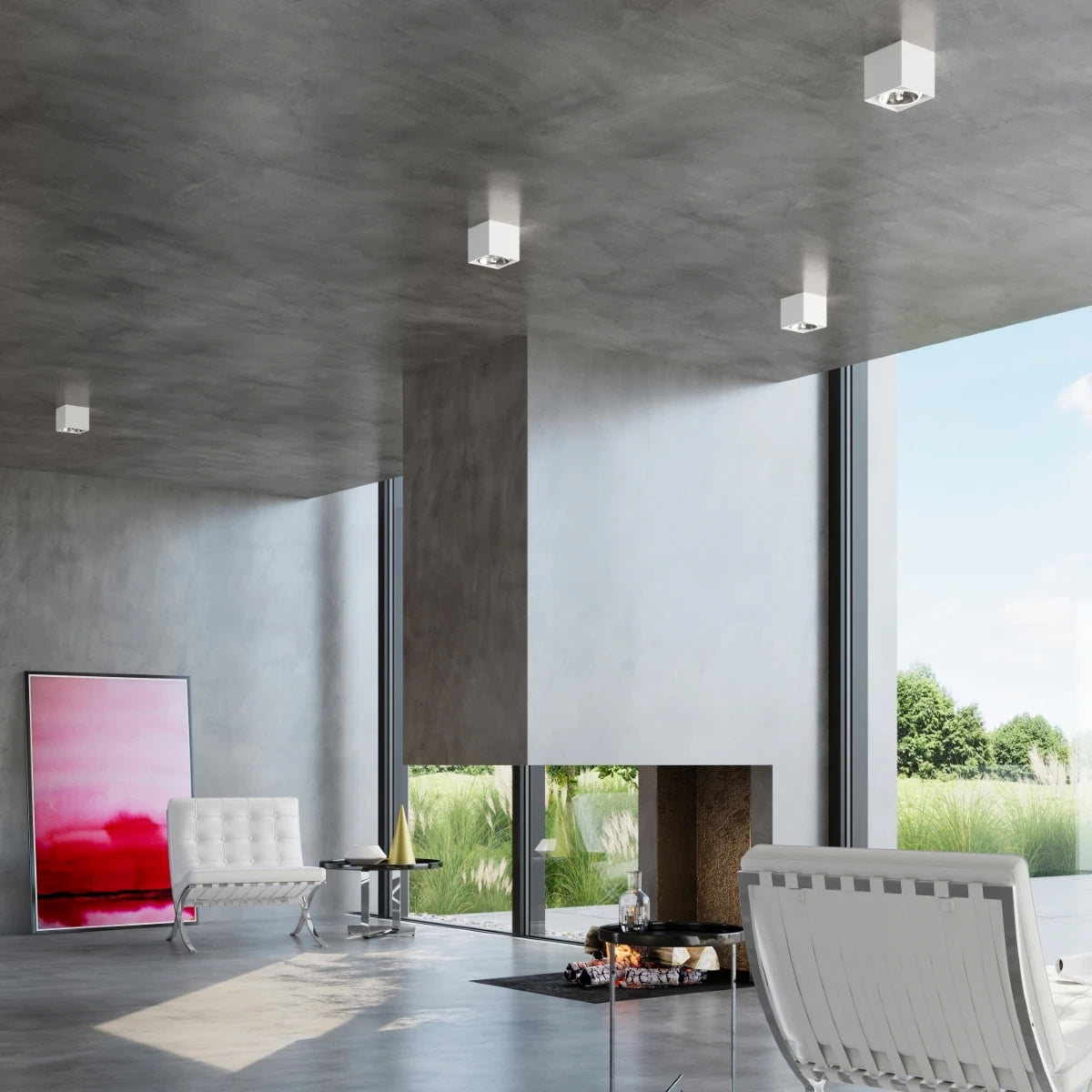 Aluminium Ceiling Light Square With Blake Lamp - Deep Space