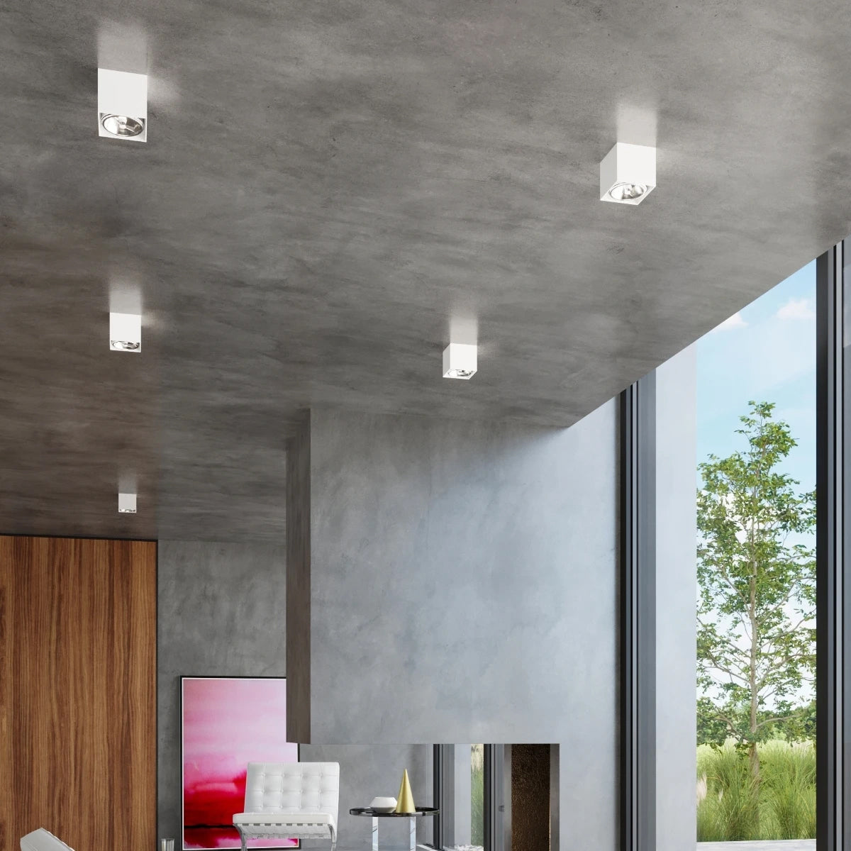 Aluminium Ceiling Light Square With Blake Lamp - Deep Space