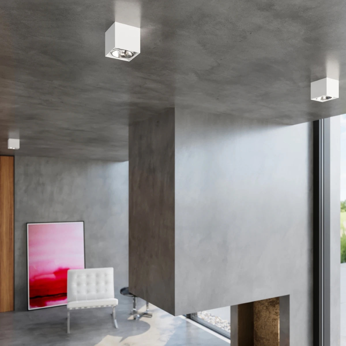 Aluminium Ceiling Light Square With Blake Lamp - Deep Space