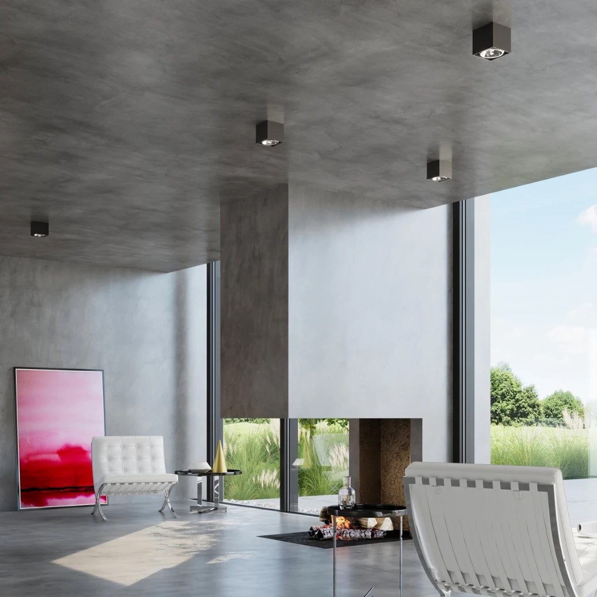 Aluminium Ceiling Light Square With Blake Lamp - Deep Space