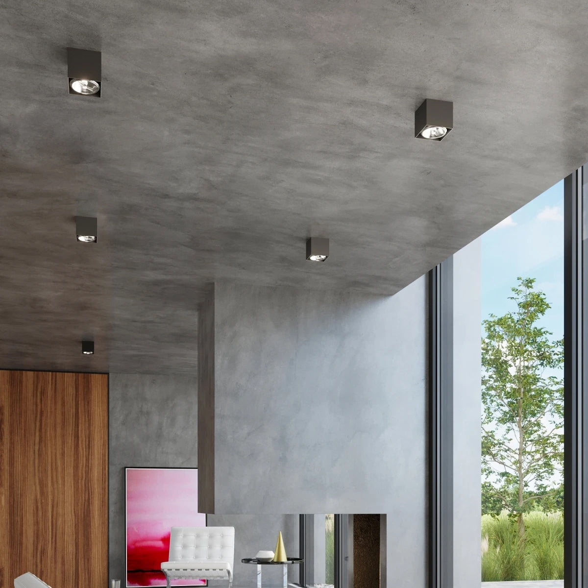Aluminium Ceiling Light Square With Blake Lamp - Deep Space