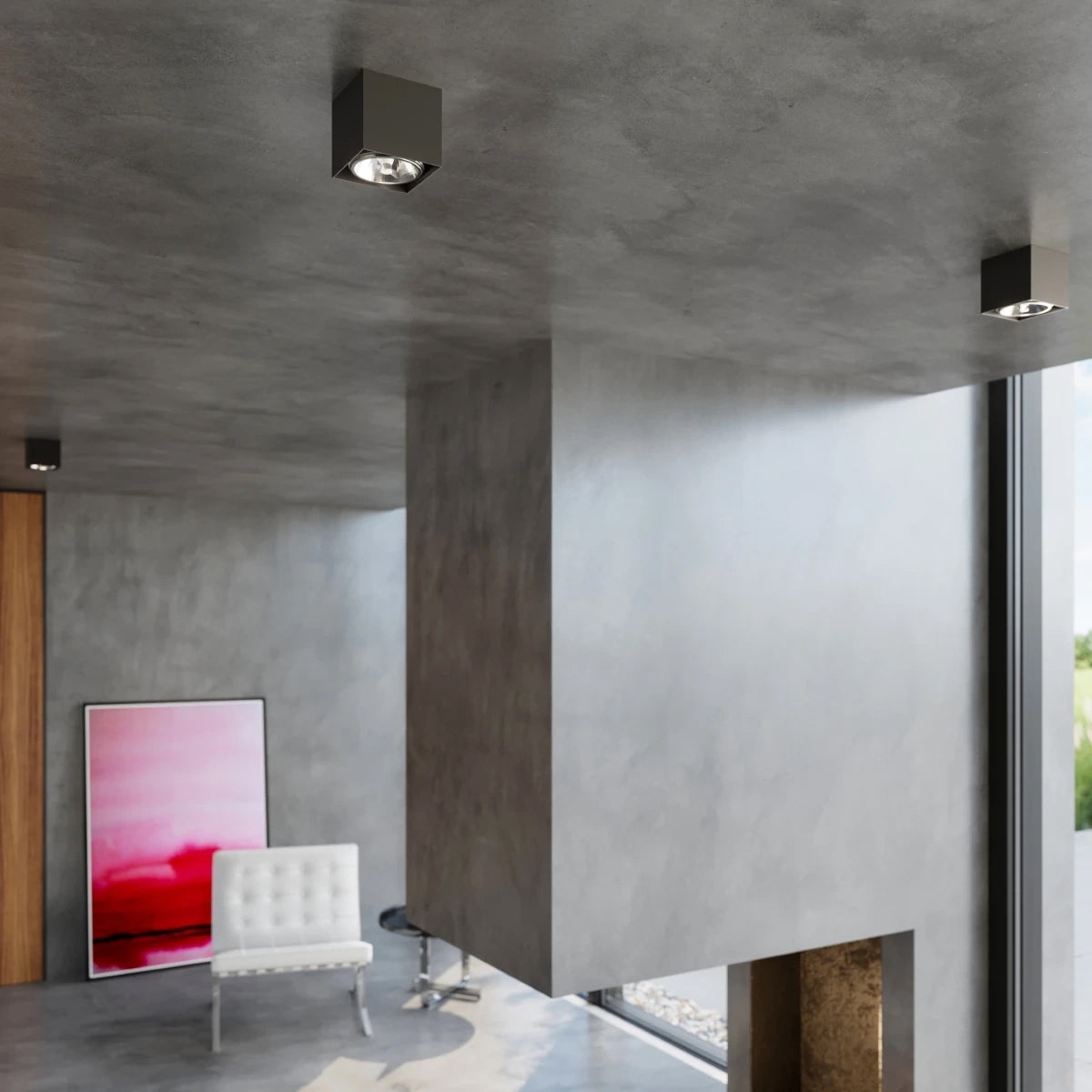 Aluminium Ceiling Light Square With Blake Lamp - Deep Space