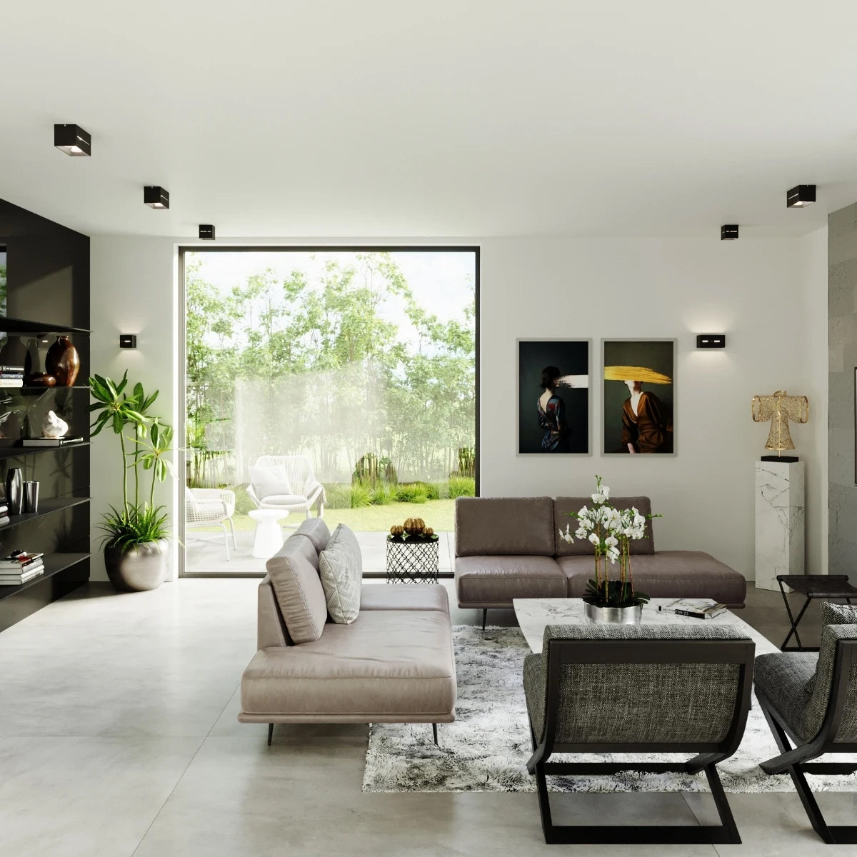 Aluminium Ceiling Light Square With Lobo Lamp - Deep Space