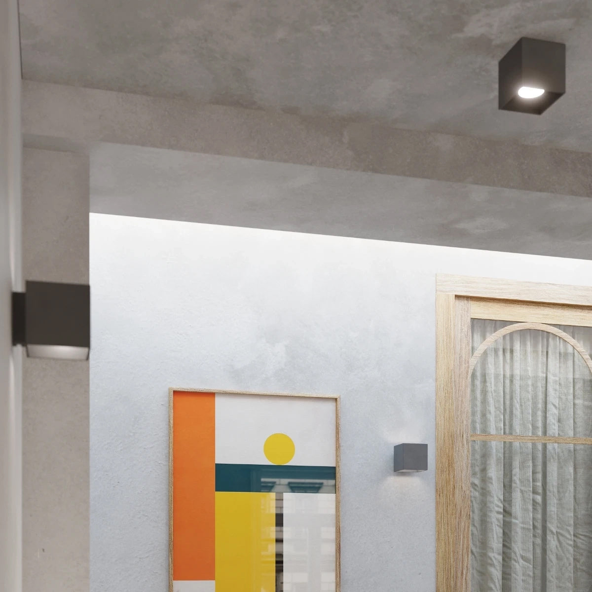 Aluminium Ceiling Light Square With Quad Lamp - Deep Space