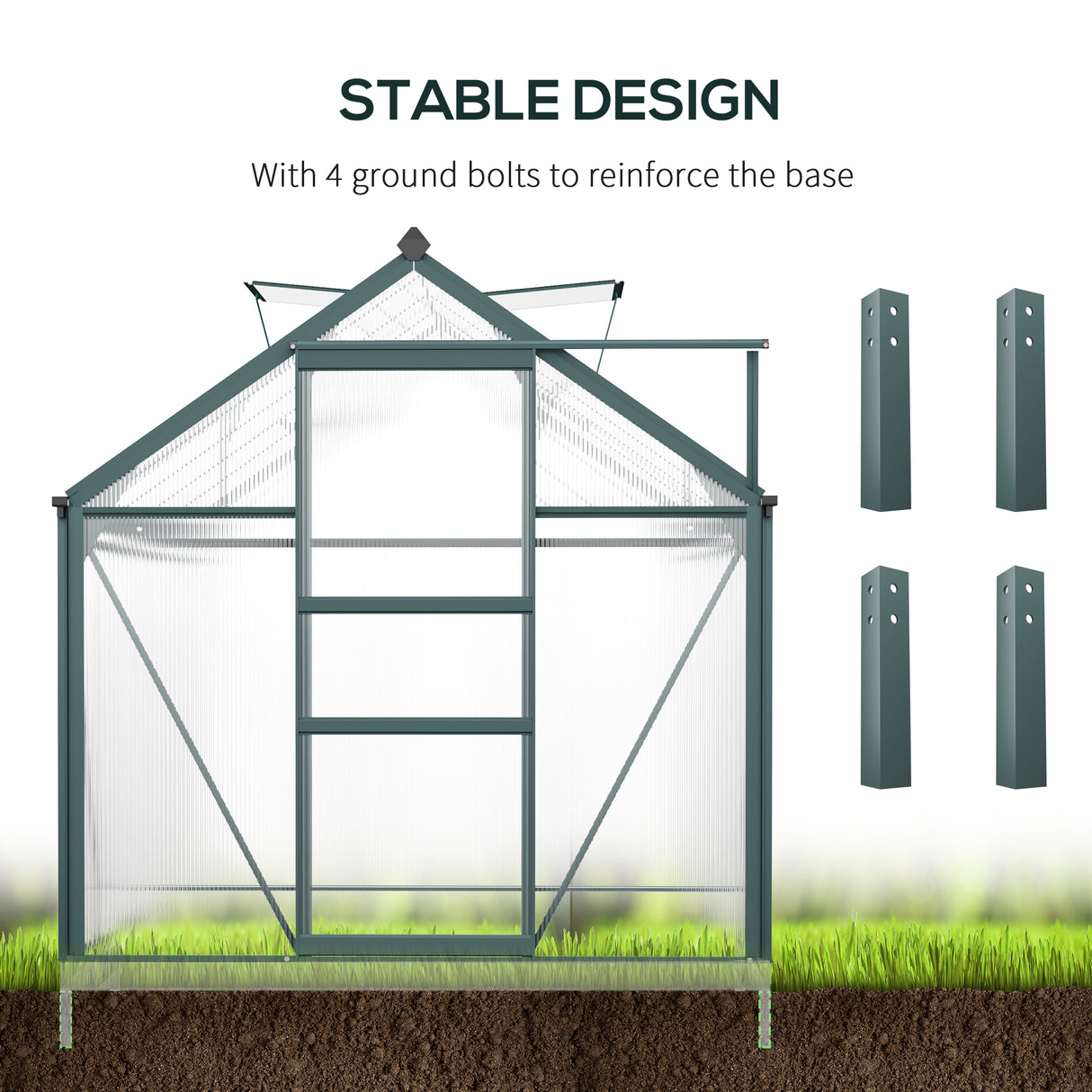 Aluminium Frame Garden Greenhouse 6ft x 10ft With Slide Door - Velmora