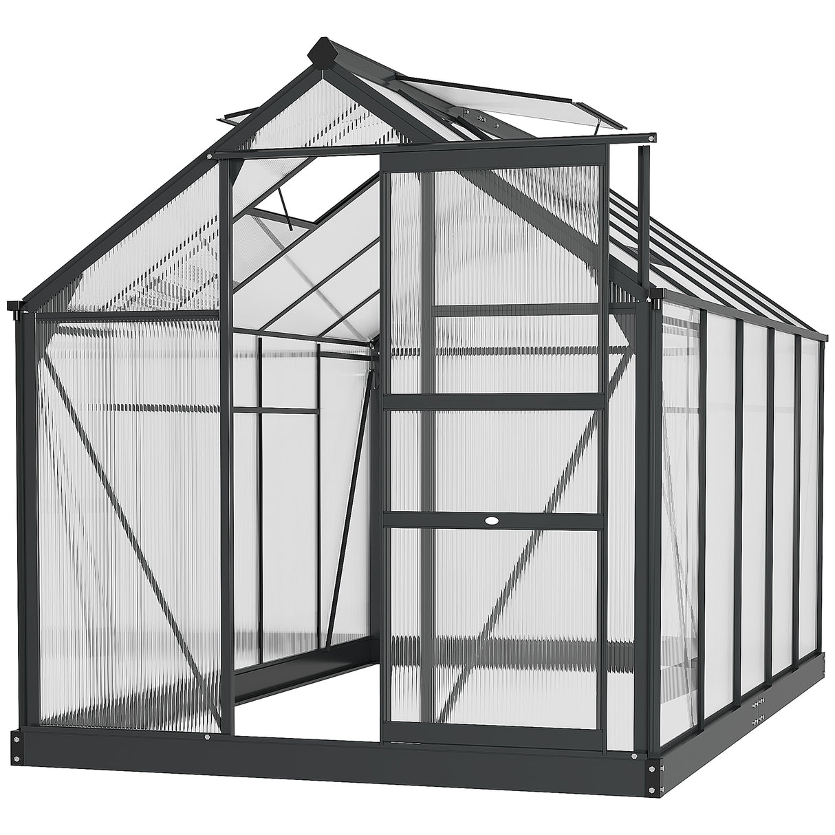 Aluminium Frame Garden Greenhouse 6ft x 10ft With Slide Door - Velmora