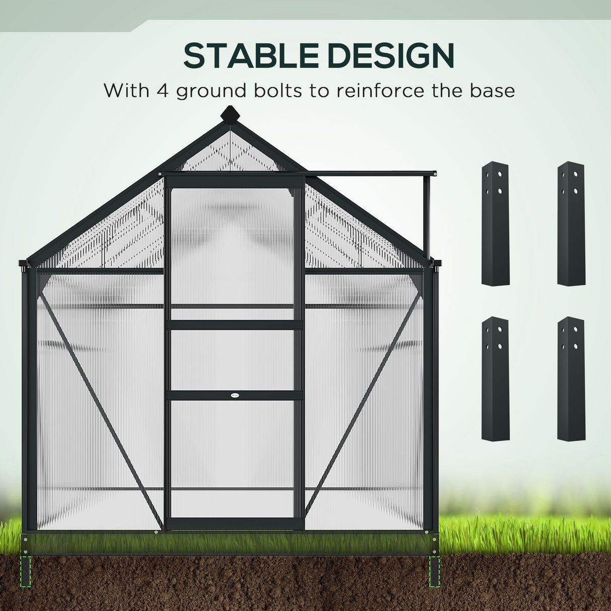Aluminium Frame Garden Greenhouse 6ft x 10ft With Slide Door - Velmora