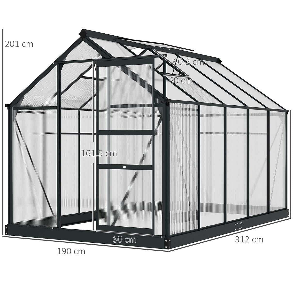 Aluminium Frame Garden Greenhouse 6ft x 10ft With Slide Door - Velmora