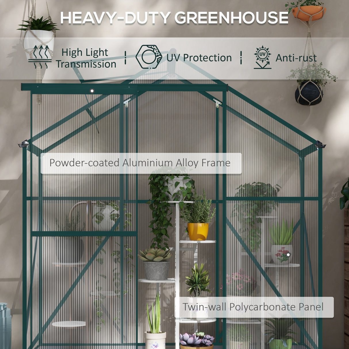 Aluminium Frame Garden Greenhouse 6ft x 2.5ft With Slide Door - Velmora