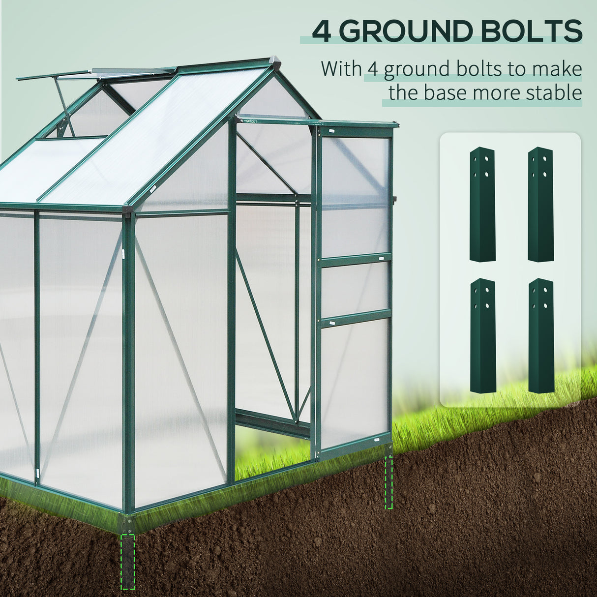 Aluminium Frame Garden Greenhouse 6ft x 4ft With Slide Door - Velmora