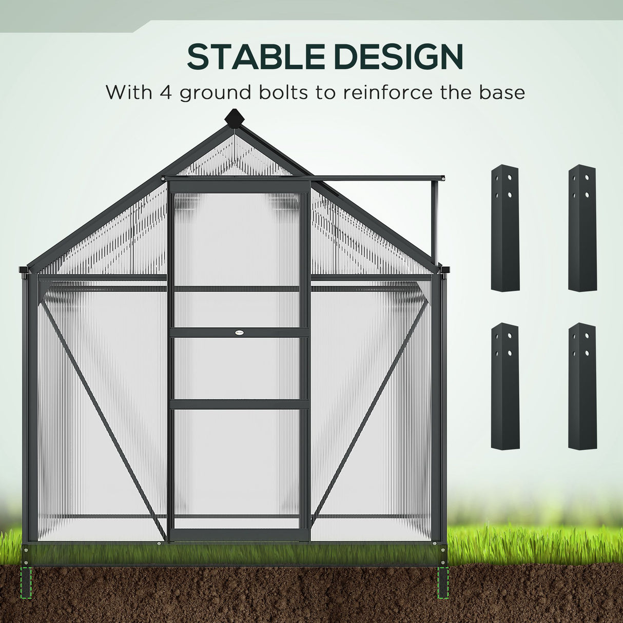 Aluminium Frame Garden Greenhouse 6ft x 4ft With Slide Door - Velmora